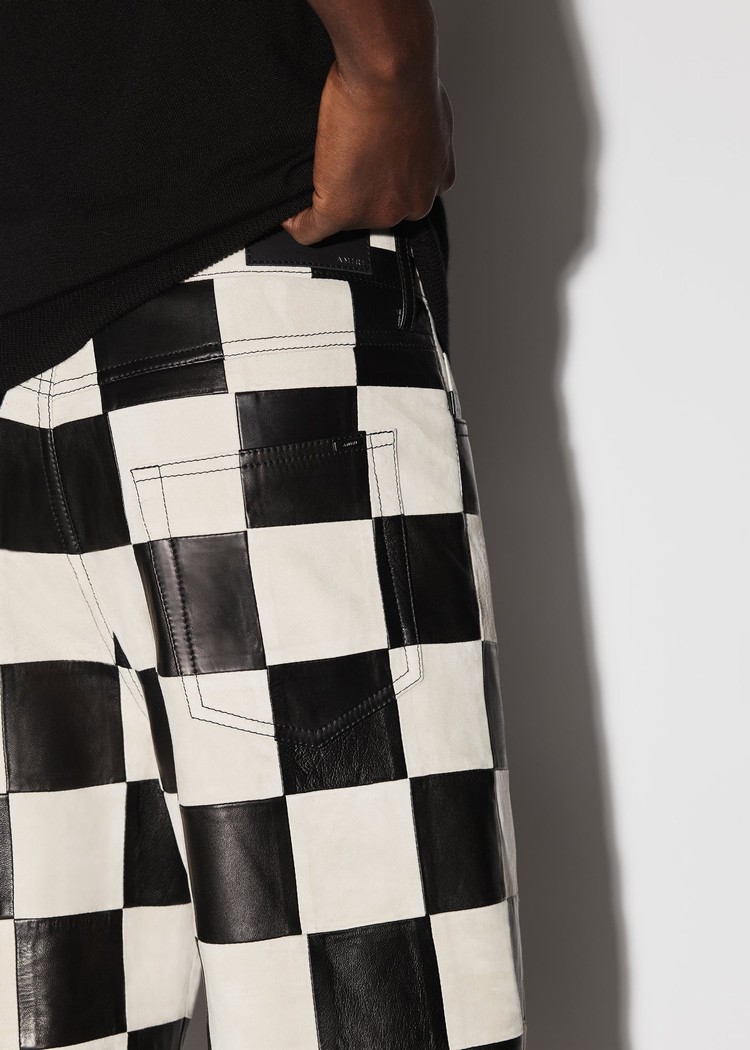 Pantalon En Cuir Amiri Checker 5 Pocketgy   | ZQA-6203371